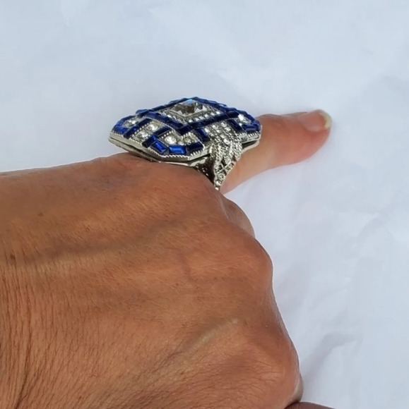 Vintage  crystal‎ paste cocktail ring 5.5 - Picture 11 of 14